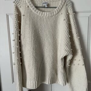 Arula Cream Knit Sweater with Pearl Accents